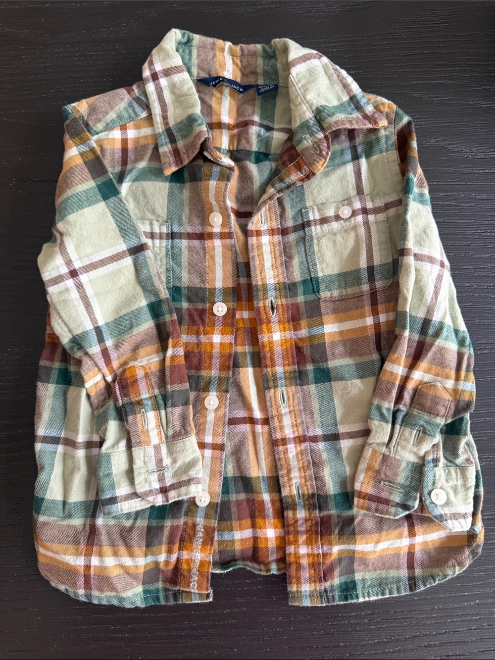 Janie and Jack Plaid Button-Up Jacket in Green, Brown & Tan
